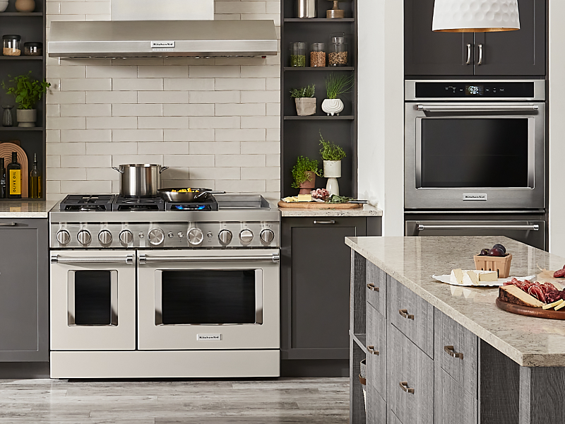 KitchenAid® wall oven and KitchenAid® commercial-grade gas range
