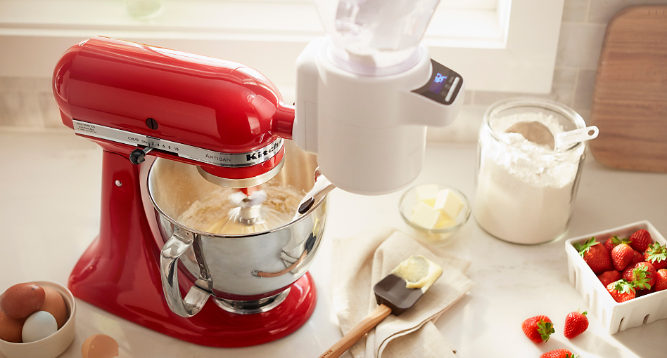 Red KitchenAid® Stand Mixer with Sifting Attachment