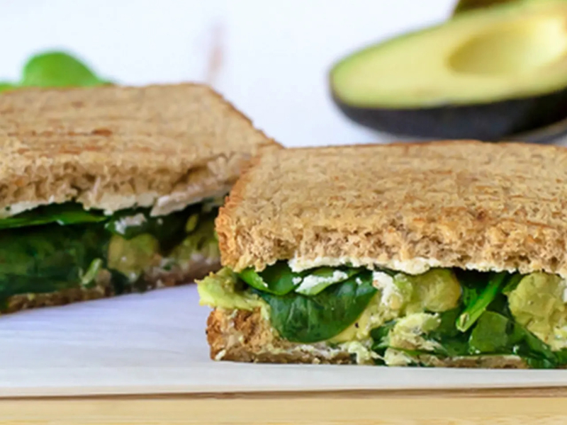 Avocado grilled cheese on whole wheat bread