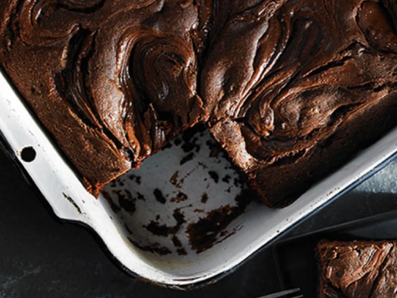 Zucchini cake with chocolate frosting