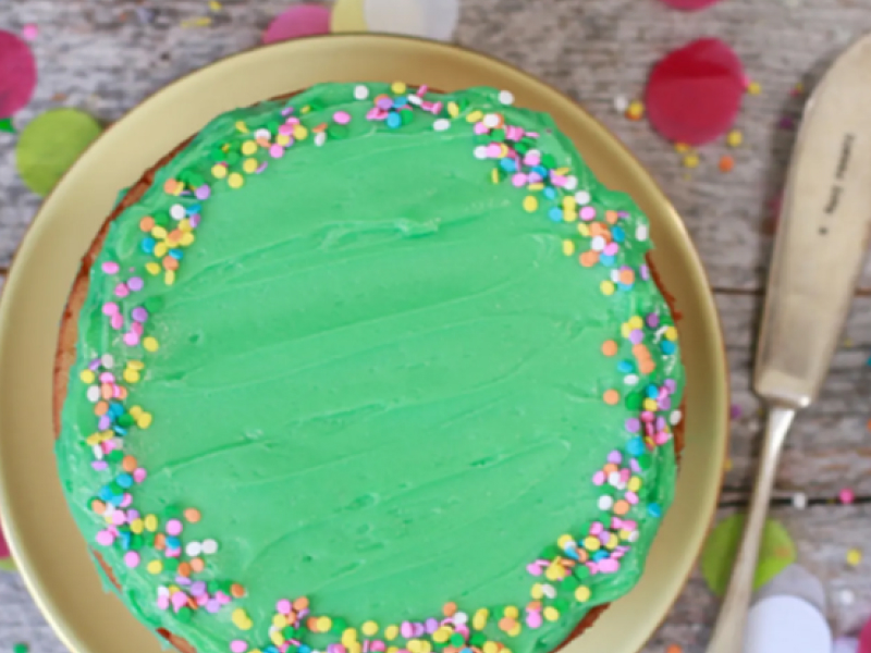 Mini cake with confetti sprinkles