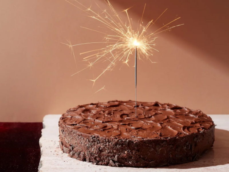 Decadent chocolate cake with sparkler