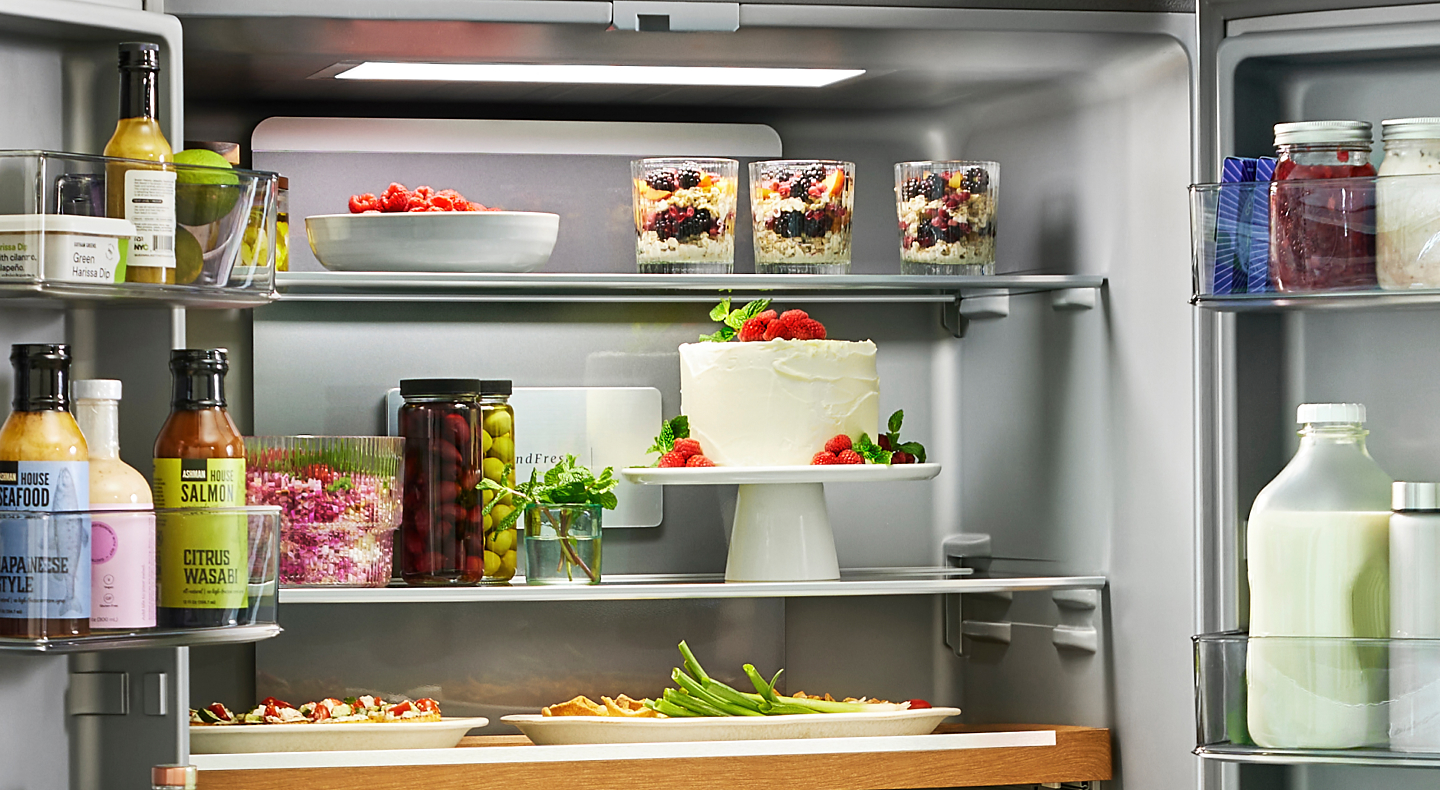 Open KitchenAid® french door refrigerator