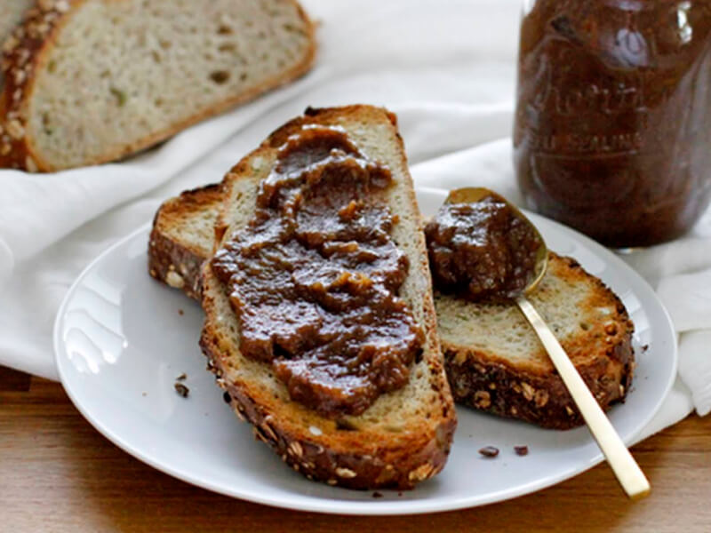 Spiced pear jam on artisan toast