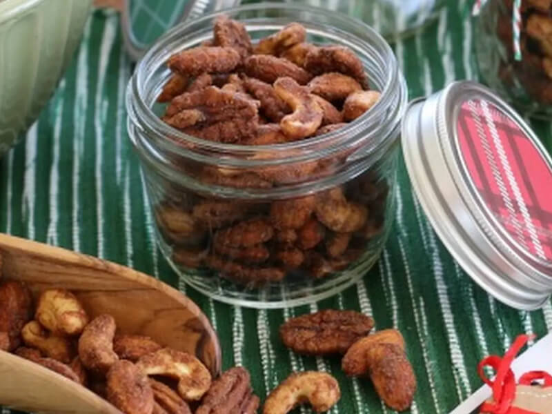 Spiced nuts in clear jar