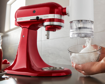  Bowl capturing shave ice from KitchenAid® shave ice attachment