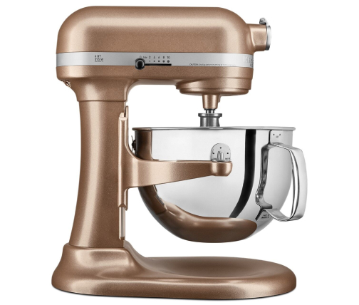Side profile of Copper colored bowl-lift stand mixer