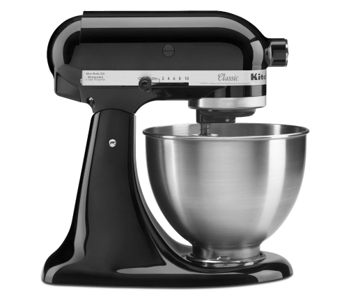Side profile of black stand mixer