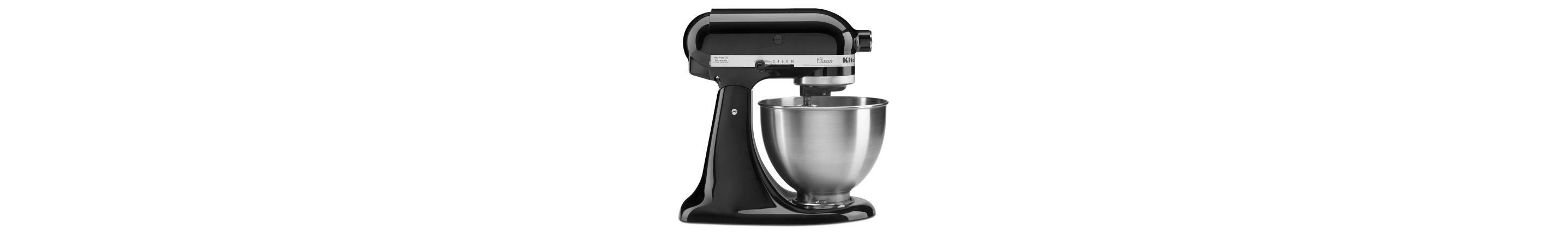 Side profile of black stand mixer