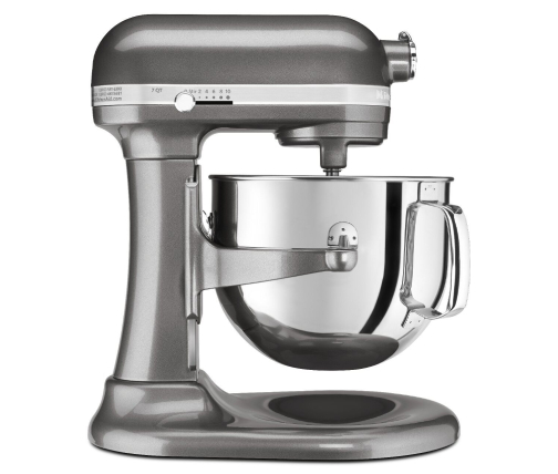 Side profile of extra large dark silver bowl-lift stand mixer