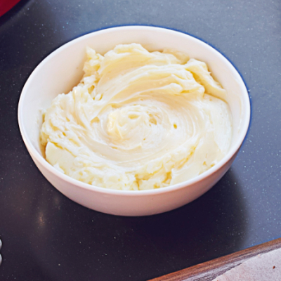 Mascarpone in white bowl