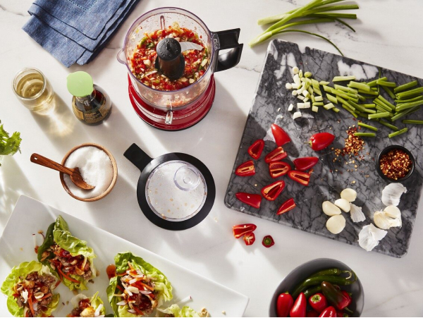 KitchenAid® food processor with appetizer ingredients