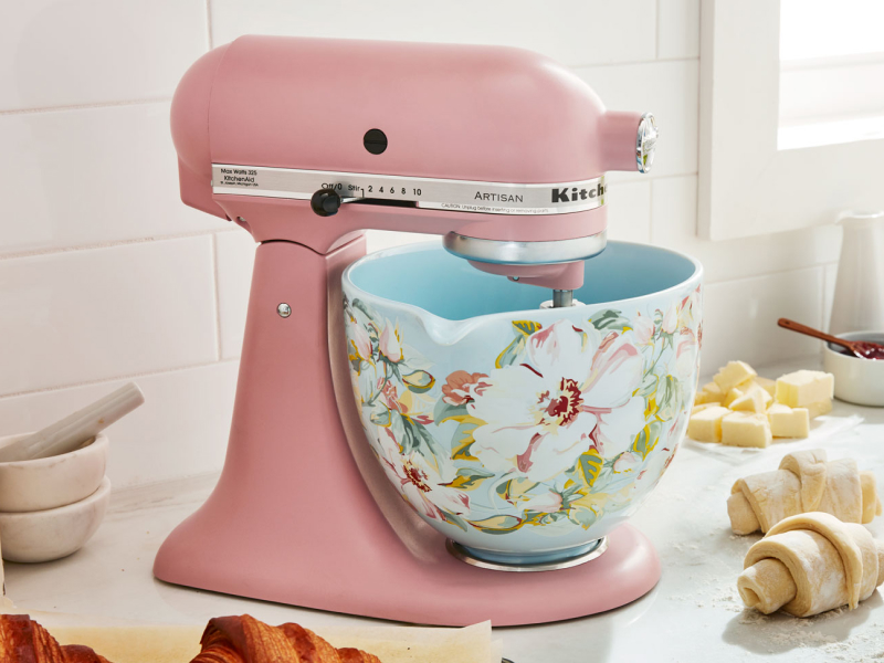 KitchenAid® stand mixer with floral ceramic bowl