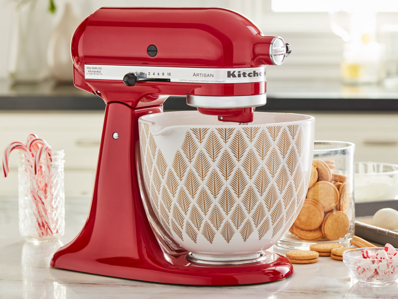 KitchenAid® stand mixer and ceramic bowl with pour spout
