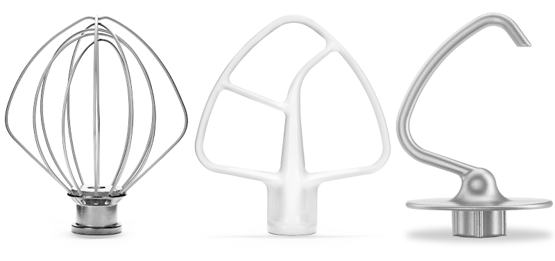 KitchenAid® coated flat beater coated dough hook and wire whip