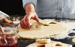 Mixing cookie shop dough by hand