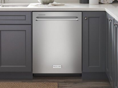 A KitchenAid® dishwasher in a modern kitchen.