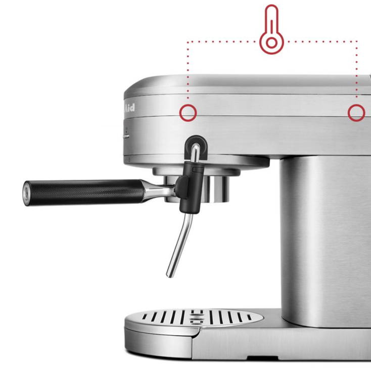 Profile of KitchenAid® Semi-Automatic Espresso Machine with temperature sensors