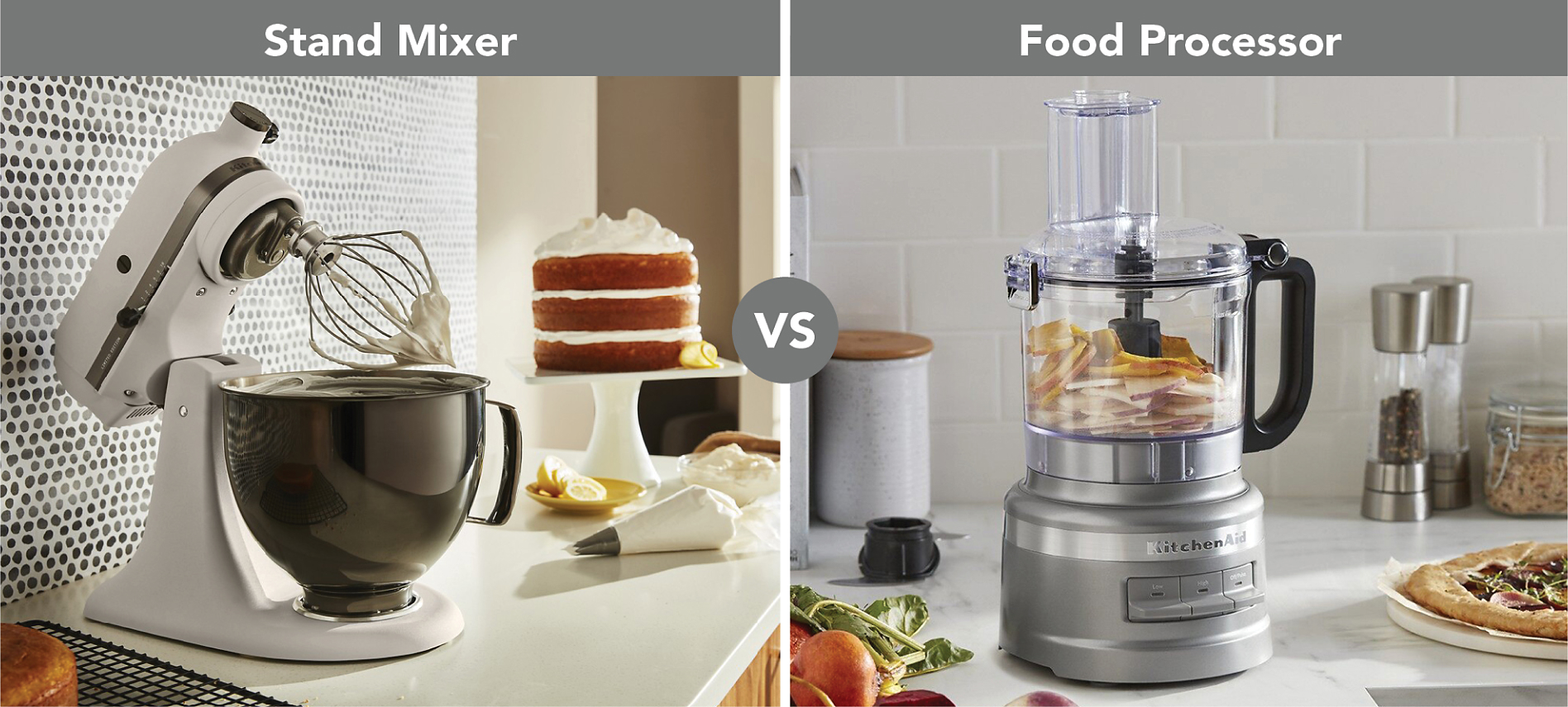 Stand mixer and food processor comparison picture