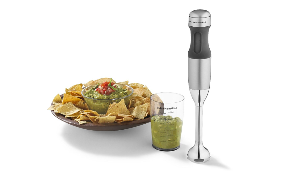 KitchenAid® 2 Speed Hand Blender with guacamole and chips