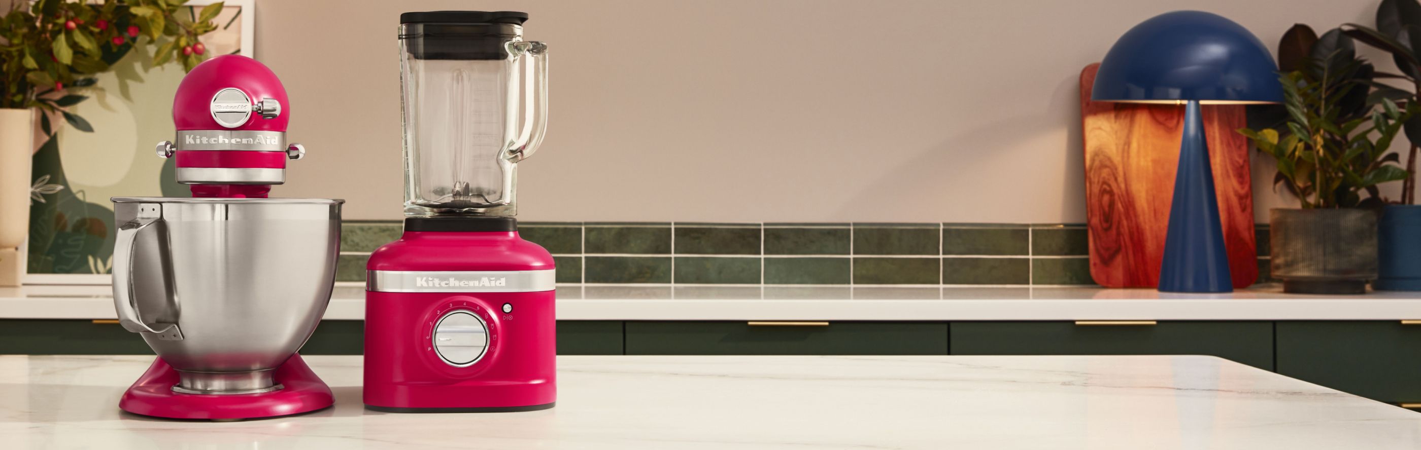 The KitchenAid® Color of the Year Blender and Stand Mixer on a countertop.