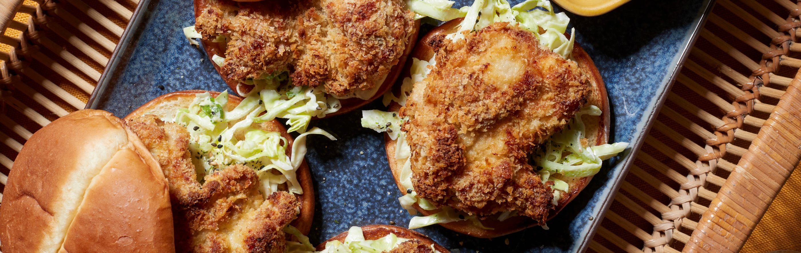Air fried chicken sandwiches on a plate