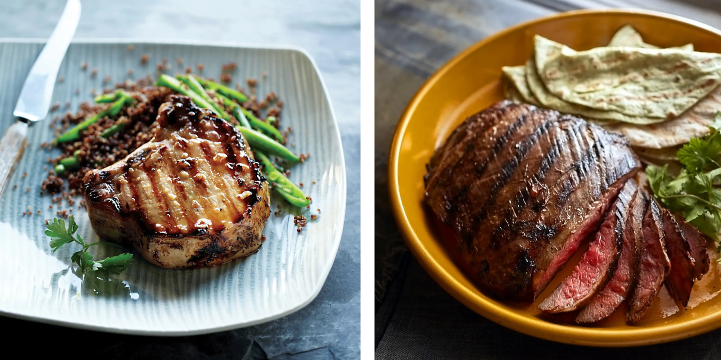 Korean BBQ Pork Chop and Grilled Tennessee Steak