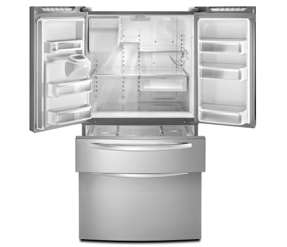 View of open KitchenAid® Multi-Door Refrigerator