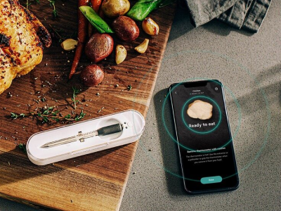 A digital cooking thermometer