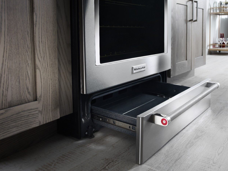 KitchenAid® range with drawer open