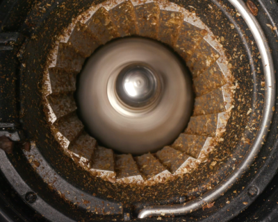 Interior of burr grinder