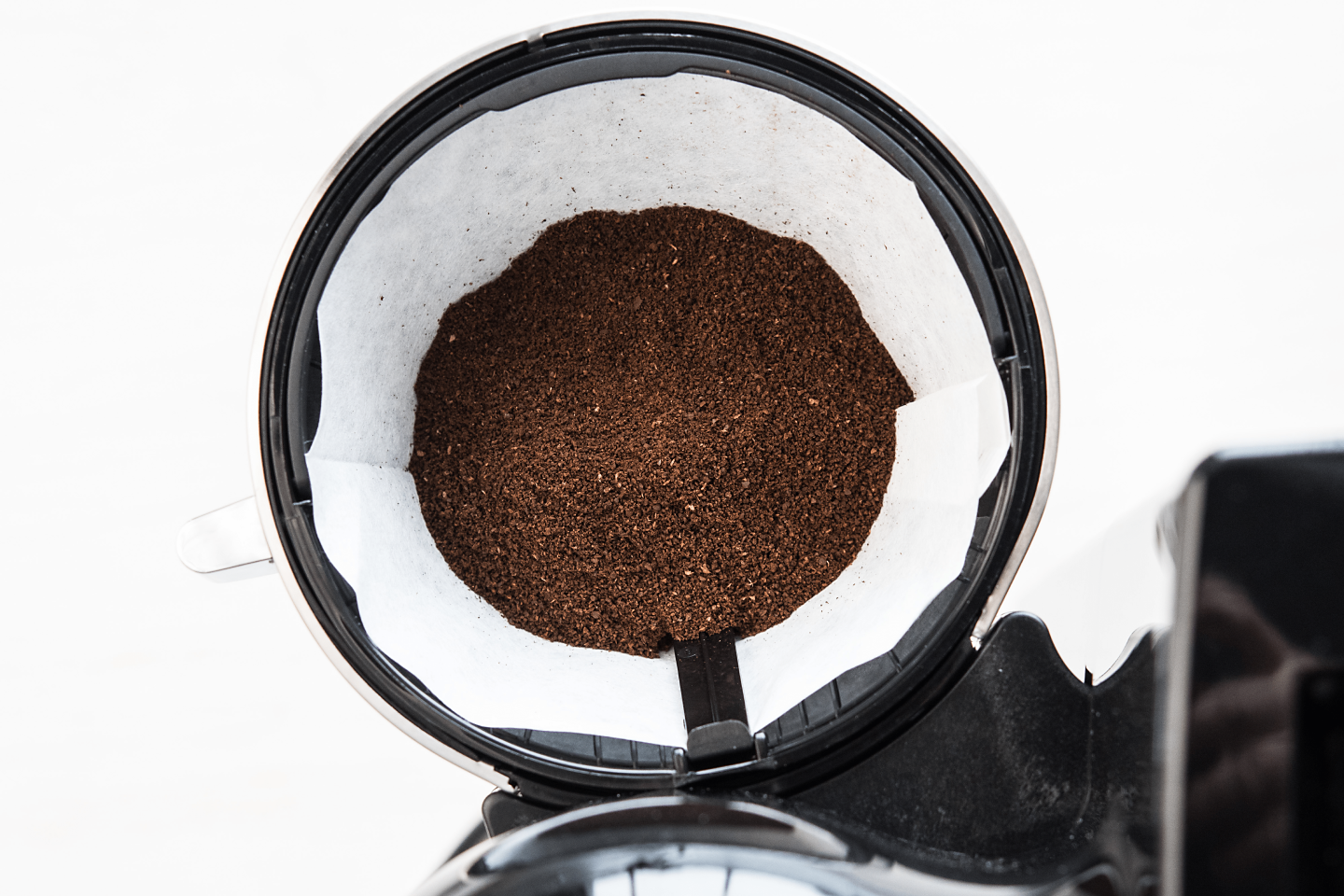 Fresh coffee beans in a coffee filter