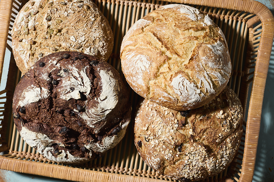 Freshly baked bread on a kitchen counter Freshly baked bread on a kitchen counter