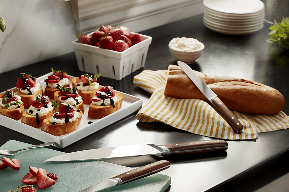 Crostinis made from leftover bread on trays Crostinis made from leftover bread on trays