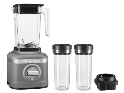 Silver KitchenAid® blender with two blender jars