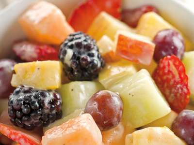 Close-up of bowl of mixed fruit