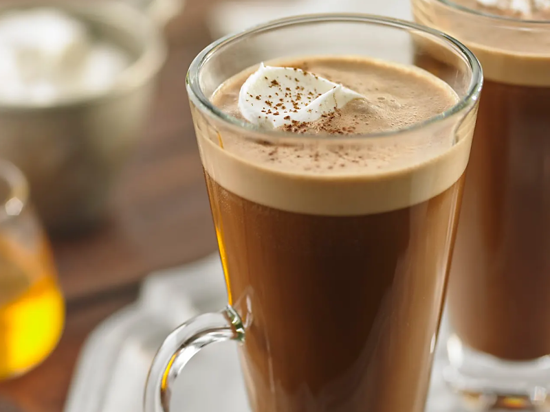Irish coffee topped with a dollop of whipped cream