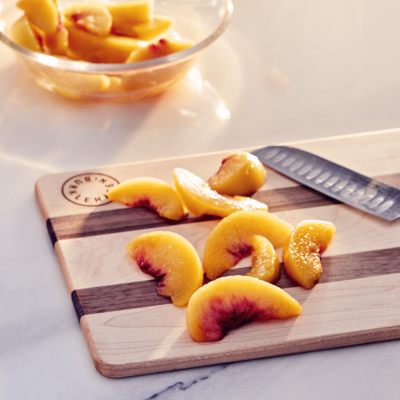 Peaches on a cutting board