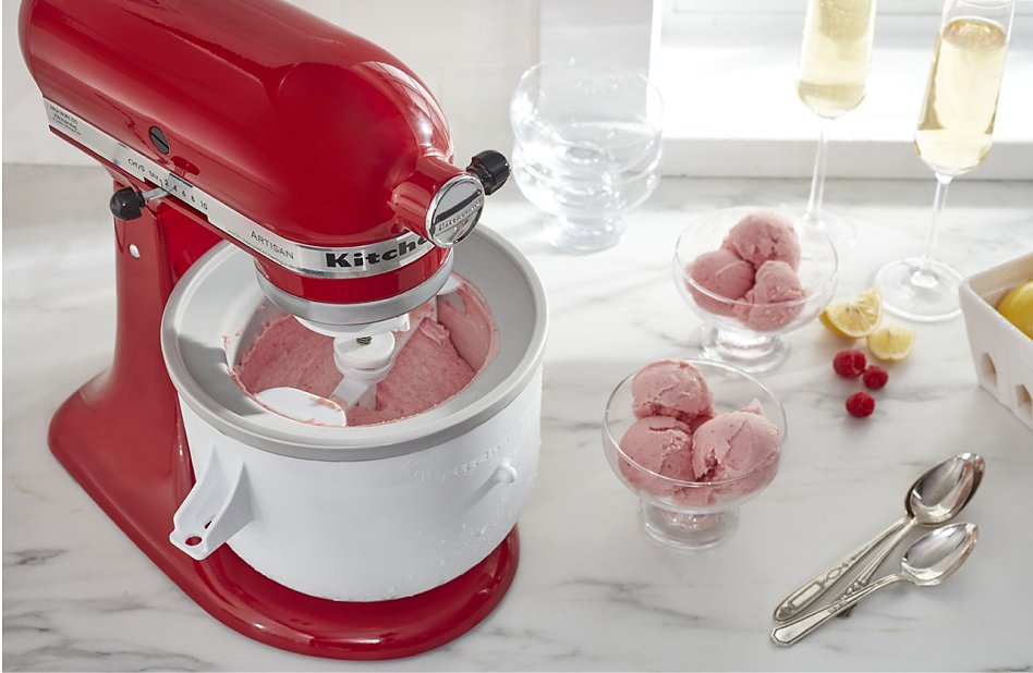 needed KitchenAid® Stand Mixer in Empire Red with Ice Cream Maker Attachment