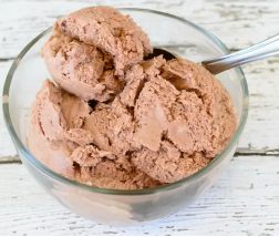 A bowl of homemade chocolate blender ice cream