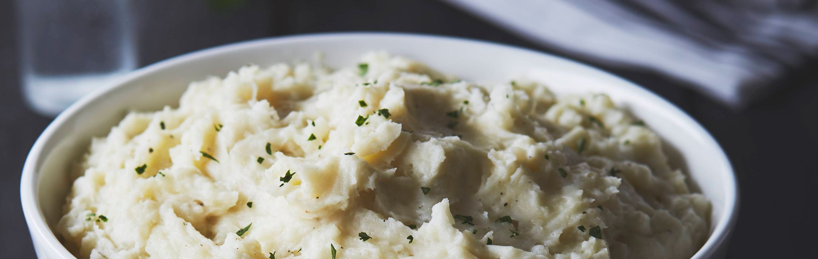 Bowl of mashed potatoes with chives
