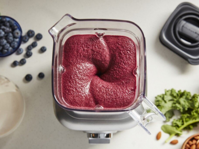 A KitchenAid® blender with a blended fruit mixture