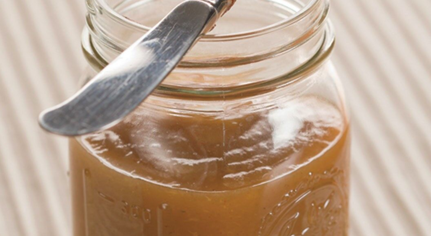 Mason jar of homemade peanut butter