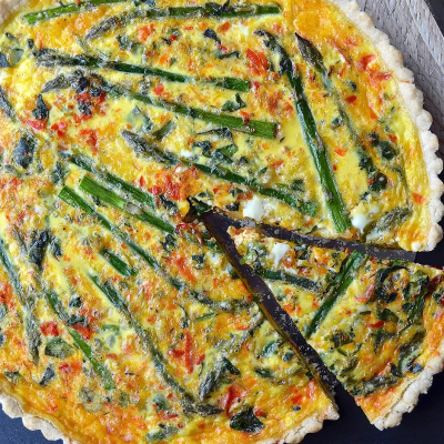 Asparagus red pepper quiche from Yummly recipe