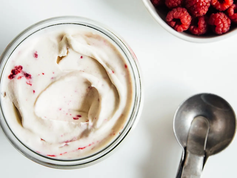 Yummly ice cream recipe with raspberries