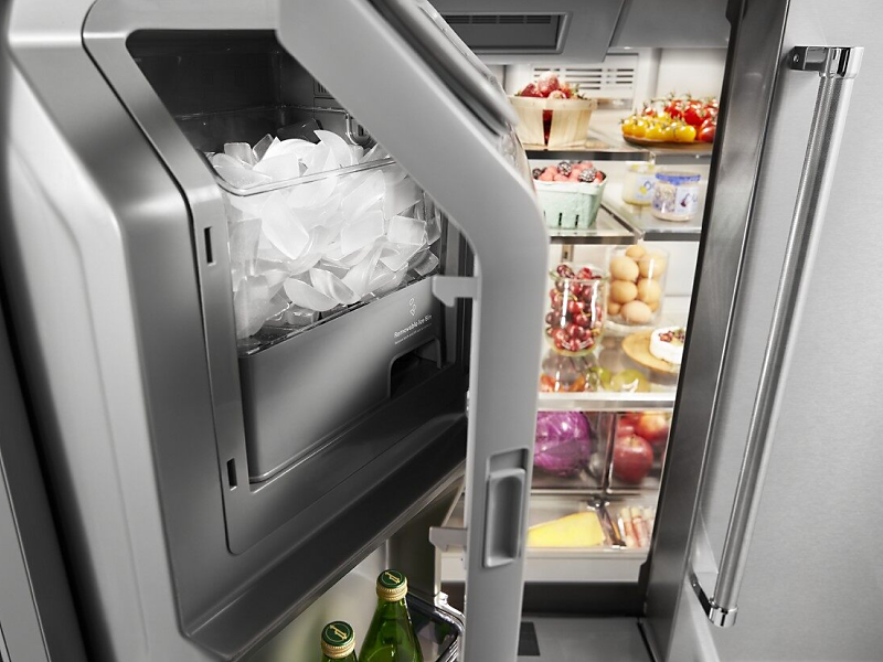 The freezer ice box compartment of a French door refrigerator
