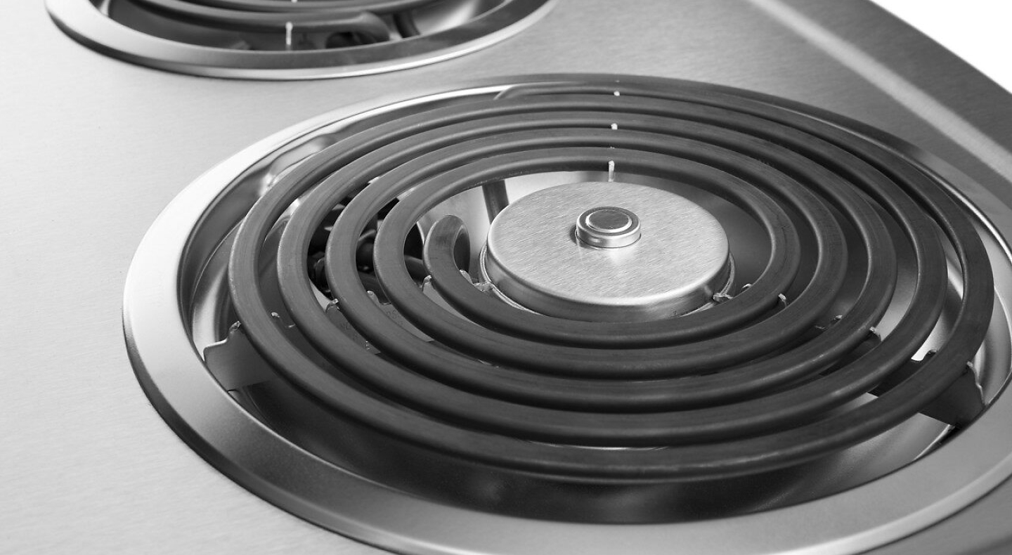 Close-up of electric coil stove burner