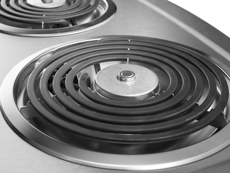 Close-up of electric coil stove burner
