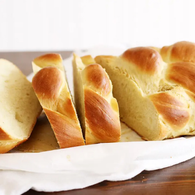 Slices of challah bread.