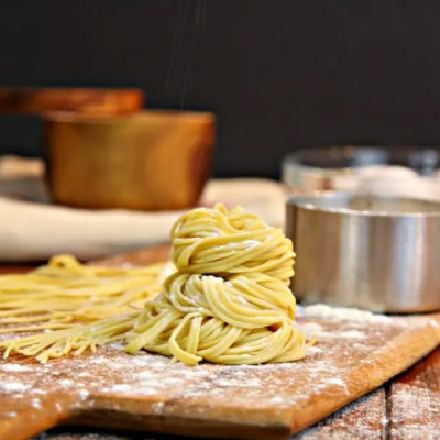 Homemade pasta noodles.